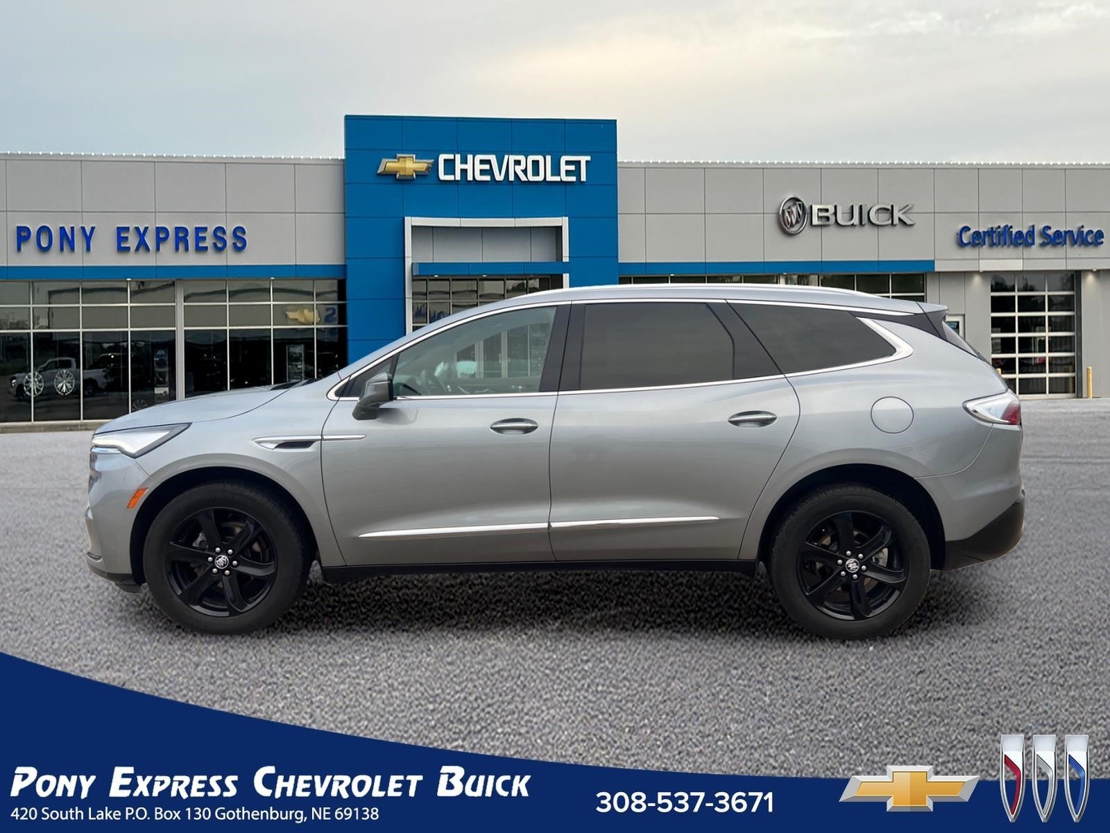 2024 Buick Enclave Essence in Moonstone Gray Metallic — front three-quarter view