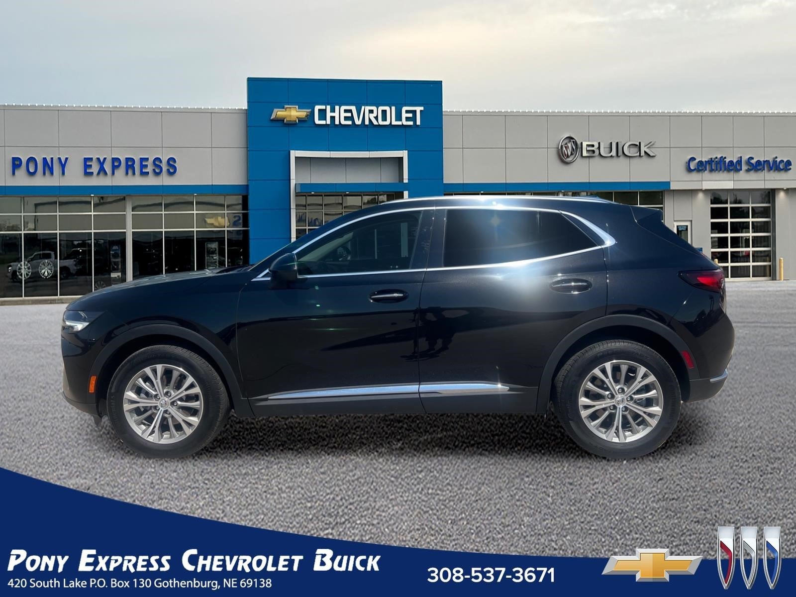 2023 Buick Envision Preferred in Ebony Twilight Metallic — front three-quarter view
